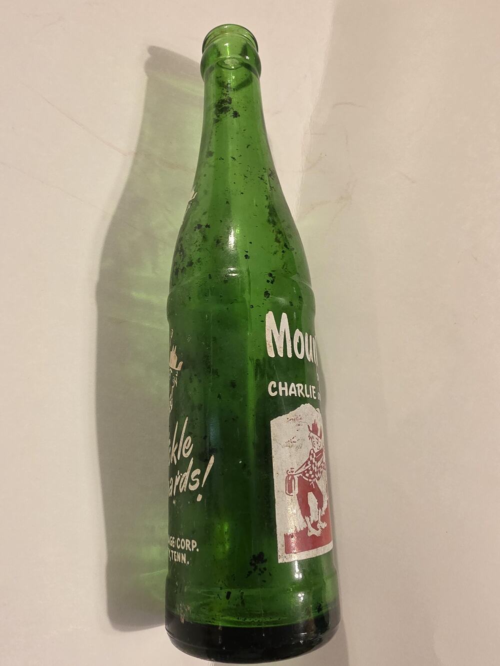 Vintage Mountain Dew Bottle #132 Johnson City Tennessee Charlie and Jim